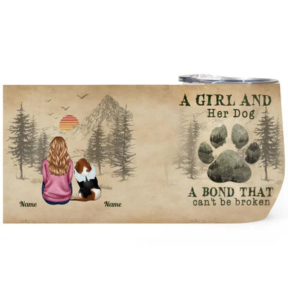 A Girl And Her Dogs - Personalized Wine Tumbler, Best Gift For Dog Lovers, Dog Mom