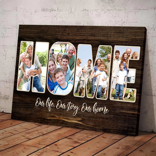 Our Life, Our Story, Our Home - Custom Personalized Canvas - Gift for Family