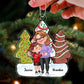 Christmas Tree Cake Patterned Cartoon Grandma & Grandkids Hugging Personalized Acrylic Ornament