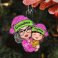 Grandma Hugging Grandkids Pink Sparkling Pattern Personalized Acrylic Ornament