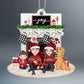 Cute Family Dad Mom Kids Dogs Cats Sitting At Christmas Fireplace Personalized Acrylic Ornament