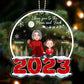 Cute Grandma Grandkids Sitting On Snow 2023 Moon Christmas Sleigh Personalized Acrylic Ornament