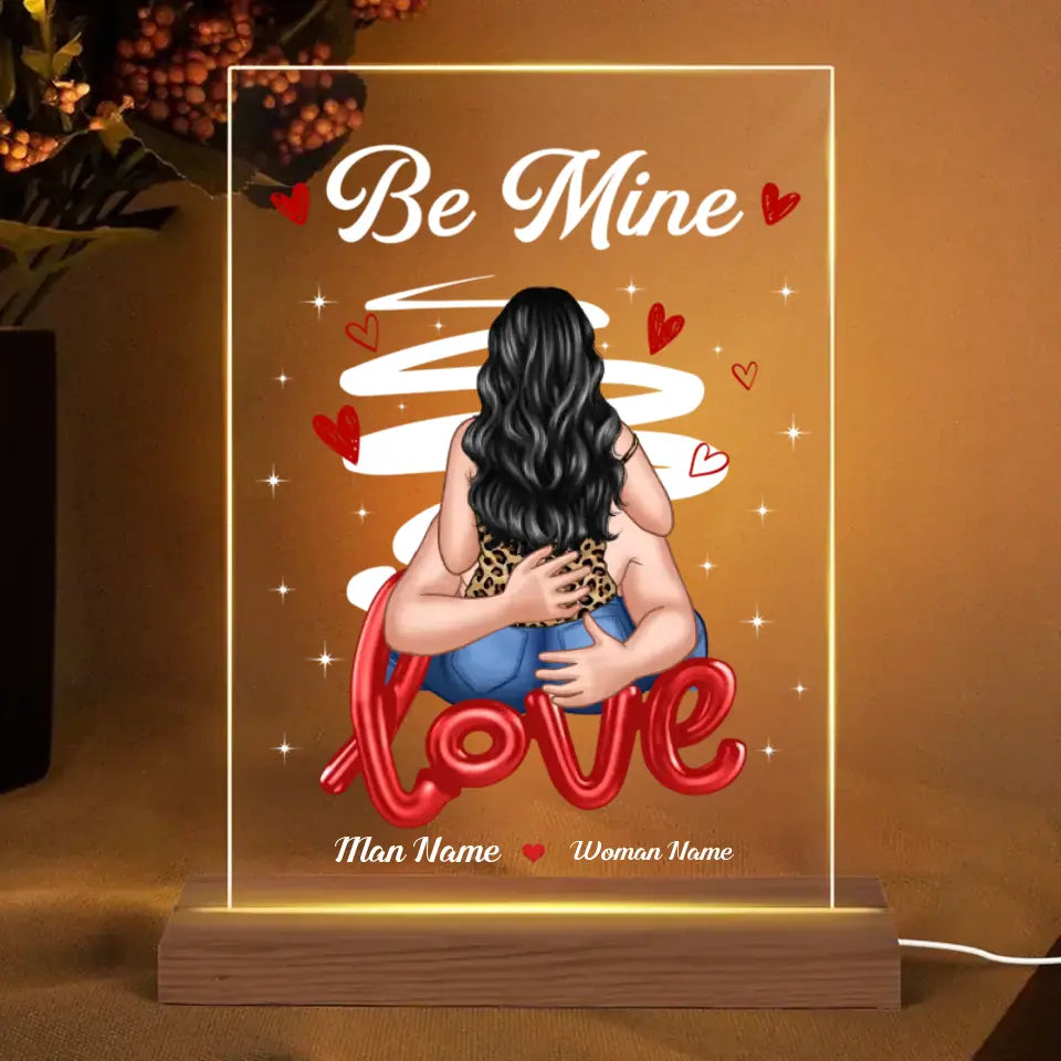 Couple Kiss Passionate Love Gift For Him For Her Personalized Acrylic Plaque Rectangle LED Night Light