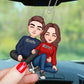 Cute Couple Sitting Hugging Personalized Acrylic Car Hanger