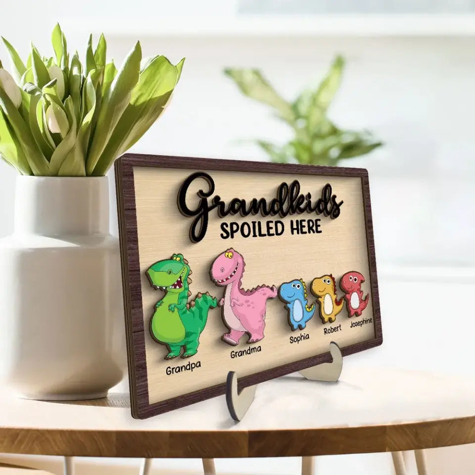 Grandkids Spoiled Here Grandparent Home Decor Personalized 2-Layer Wooden Plaque Plaque