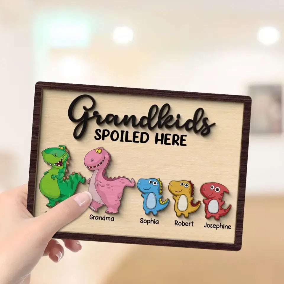 Grandkids Spoiled Here Grandparent Home Decor Personalized 2-Layer Wooden Plaque Plaque