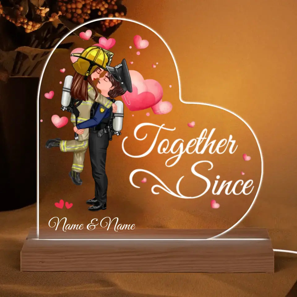I Met You Couple Valentine‘s Day Gifts by Occupation Gift For Her Gift For Him Firefighter, Nurse, Police Officer Personalized Acrylic Plaque LED Night Light