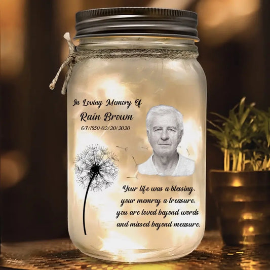 You are Loved Beyond Words - Personalized Custom Mason Jar Light-Upload Image,Memorial Gift