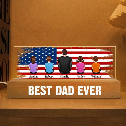 Best Dad Ever American Dad Grandpa Personalized Block LED Night Light