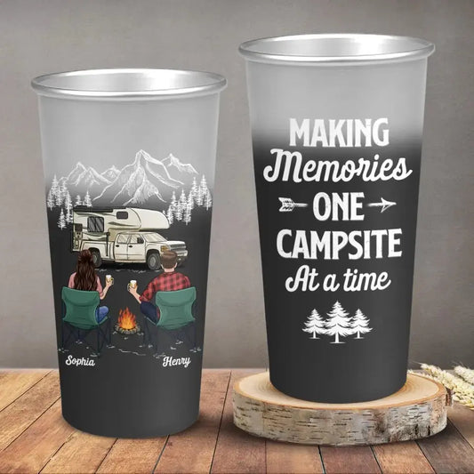 Making Memories One Campsite At A Time - Camping Personalized Custom Aluminum Changing Color Cup - Gift For Couple, Husband Wife, Camping Lovers