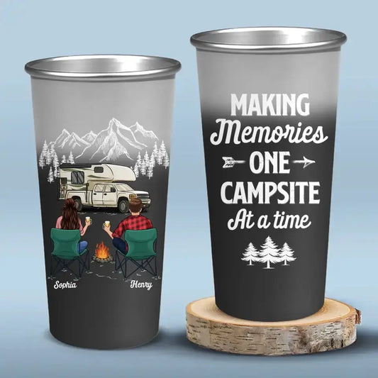 Making Memories One Campsite At A Time - Camping Personalized Custom Aluminum Changing Color Cup - Gift For Couple, Husband Wife, Camping Lovers