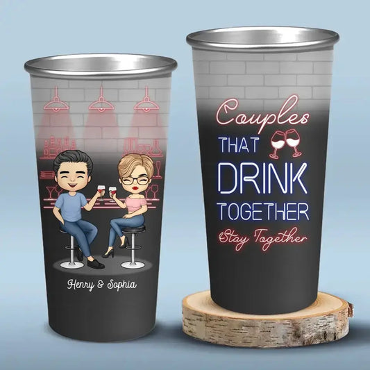 Couples That Drink Together - Couple Personalized Custom Aluminum Changing Color Cup - Gift For Husband Wife, Anniversary