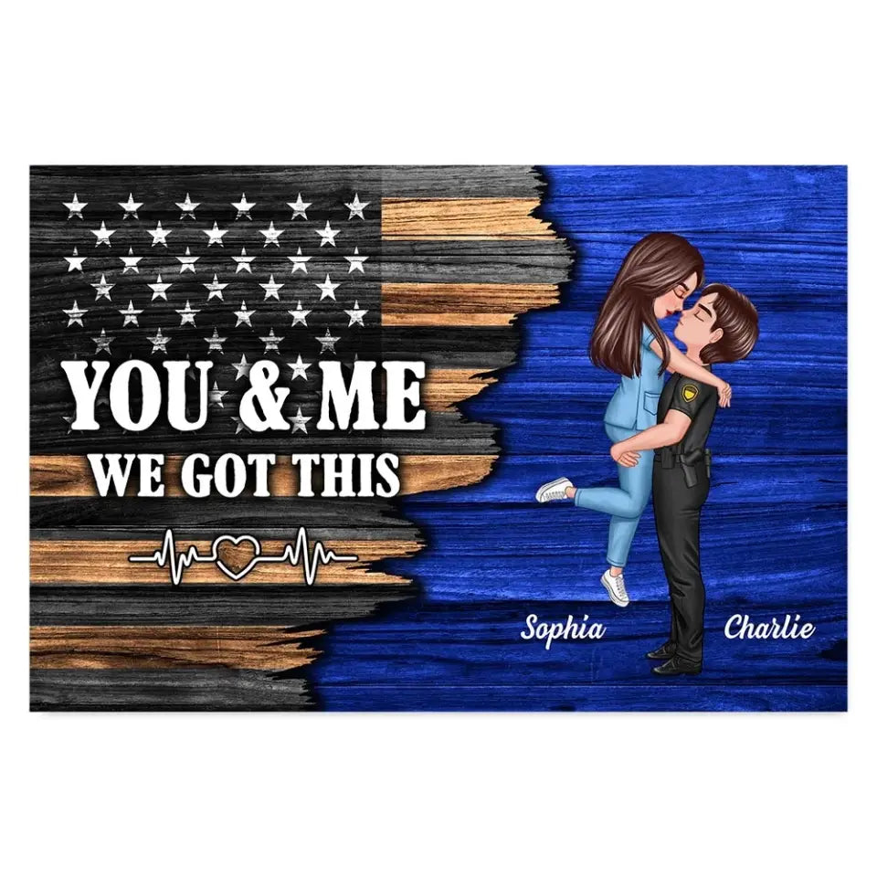 Hero Couple Nation Flag Gift by Occupation For Her, For Him Personalized Poster, Anniversary Gift for Couple, Dad Mom