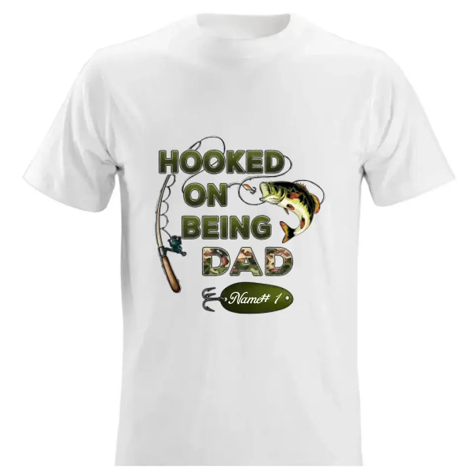 Hooked On Being Grandpa Papa Fishing Camouflage Personalized Shirt, Father's Day Gift For Grandpa, Dad, Husband