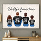Daddy's Team Football Family Sitting Personalized Poster, Father's Day Gift For Dad, Grandpa, Husband