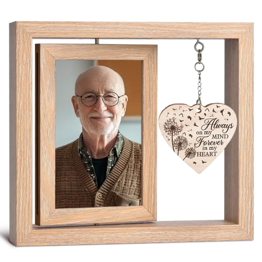 We Miss You And Love You Always - Memorial Personalized Custom Rotating Wooden Picture Frame - Sympathy Gift For Family Members