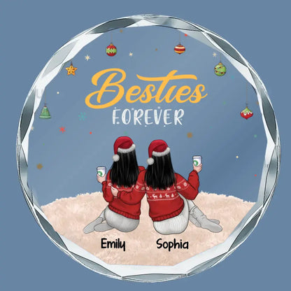 Friends Forever - Bestie Personalized Custom Circle Glass Ornament - Christmas Gift For Best Friends, BFF, Sisters