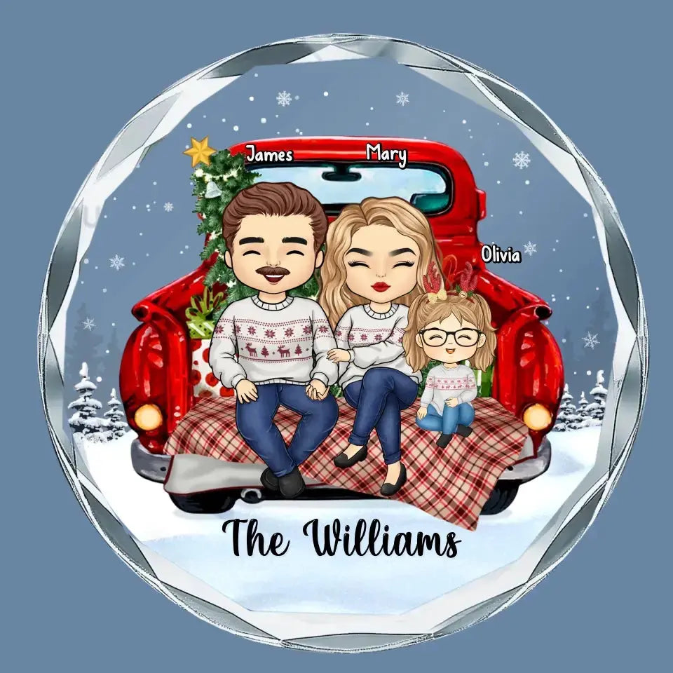 Christmas Is All About Love And Family - Family Personalized Custom Circle Glass Ornament - Christmas Gift For Family Members