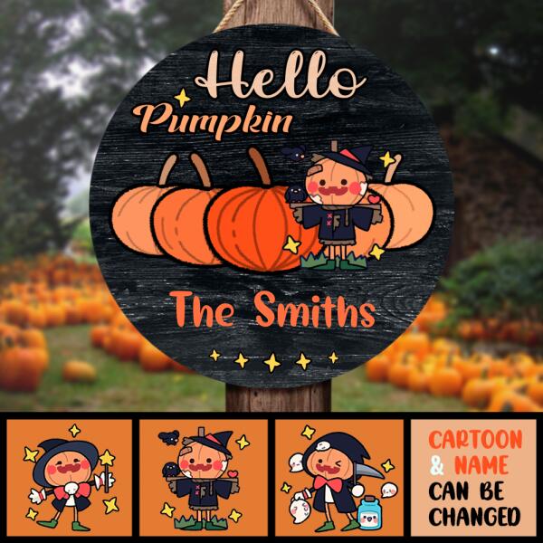 Hello Pumpkin - Personalized Funny Circle Home Door Sign