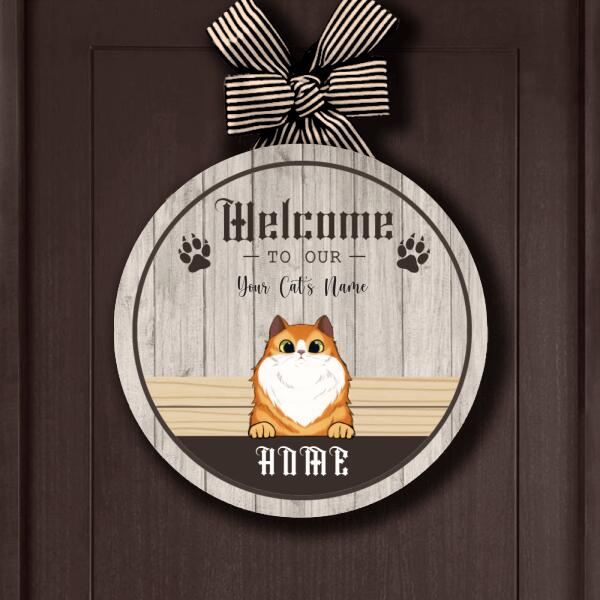 Welcome To Our Home - Personalized Halloween Cat Door Sign