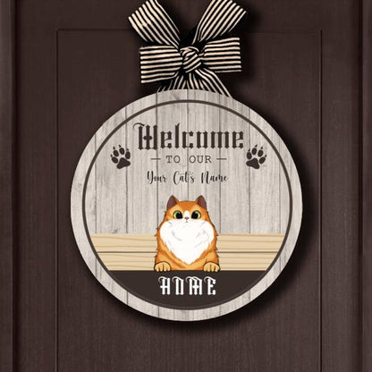 Welcome To Our Home - Personalized Halloween Cat Door Sign