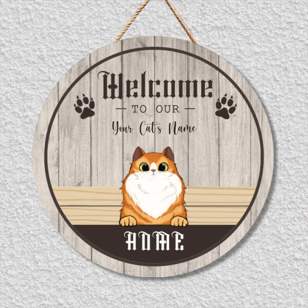 Welcome To Our Home - Personalized Halloween Cat Door Sign