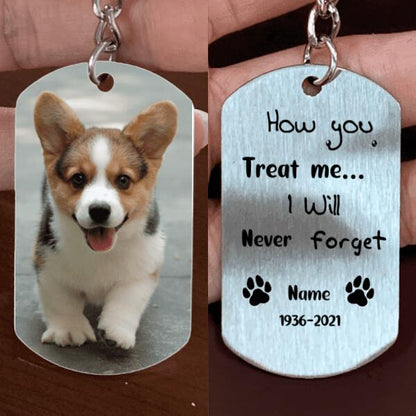 How You Treat Me I Will Never Forget - Pet Dog Memorial Keychain