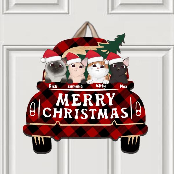 Merry Christmas - Personalized Pet Decorative Door Sign(UP TO 4 CATS)