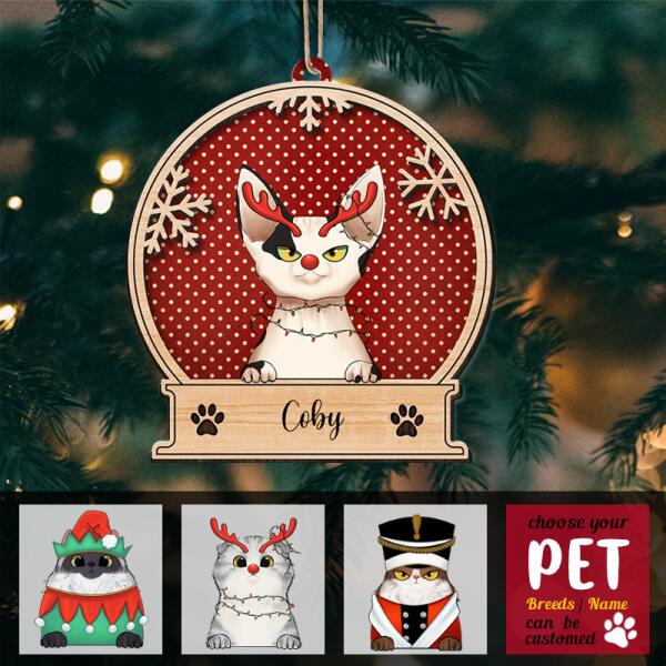 Personalized Cat Wooden Christmas Ornament - Gift for Pet Lovers