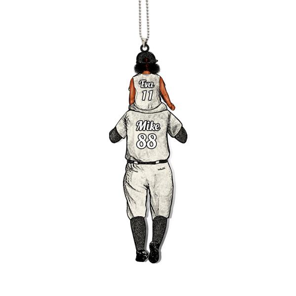Personalized Kids and Dad Baseball Player Ornament