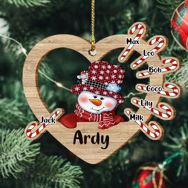 Personalized Christmas Snowman Wooden Ornament