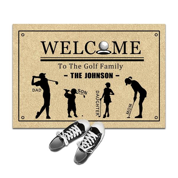 Welcome To The Golf Family - Personalized Golf Mat