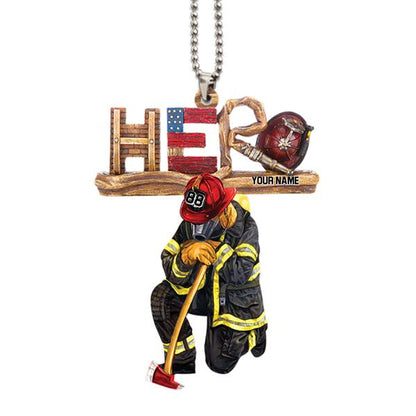 Personalized Kneeling Firefighter Custom Acrylic Ornament