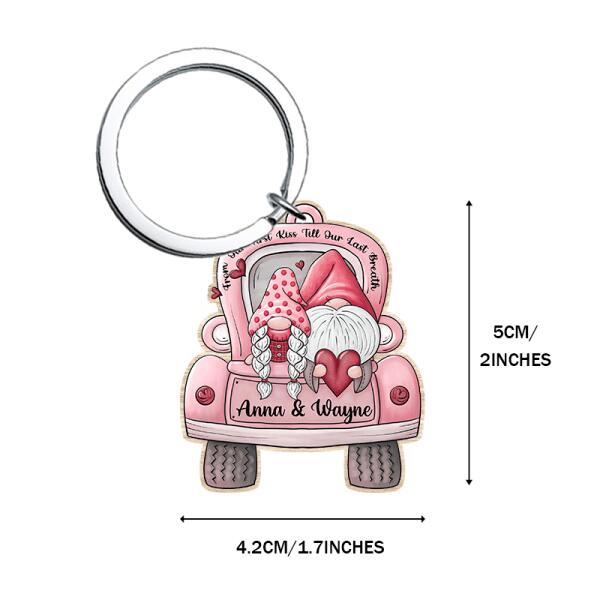 Personalized Couple Gnomes Car-shaped Keychain