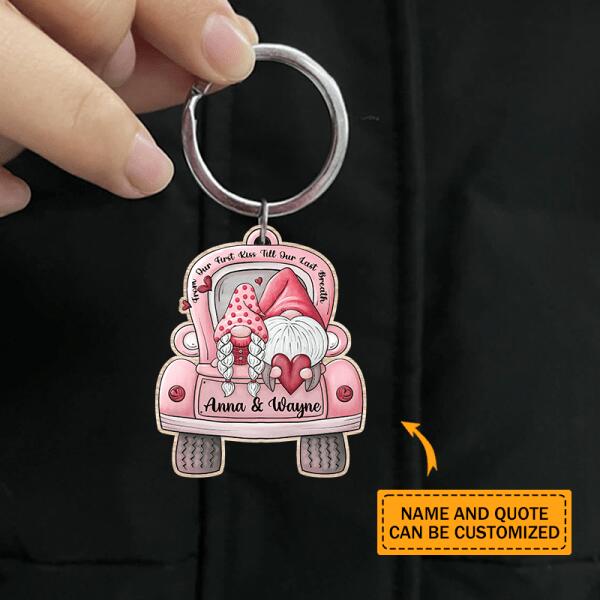 Personalized Couple Gnomes Car-shaped Keychain