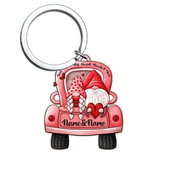 Personalized Couple Gnomes Car-shaped Keychain