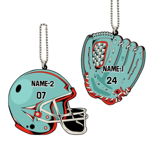 Personalized Couple Baseball Helmet And Gloves Ornament