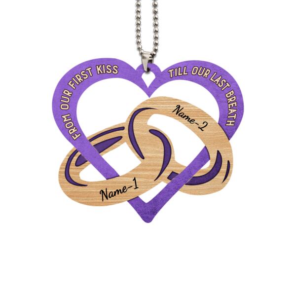 Personalized Couple Heart-Shape Wooden Ornament