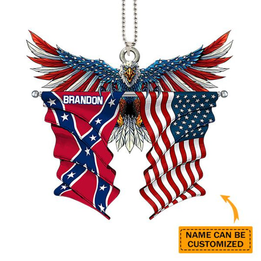Personalized American Flag Eagle Badge Custom Name Ornament