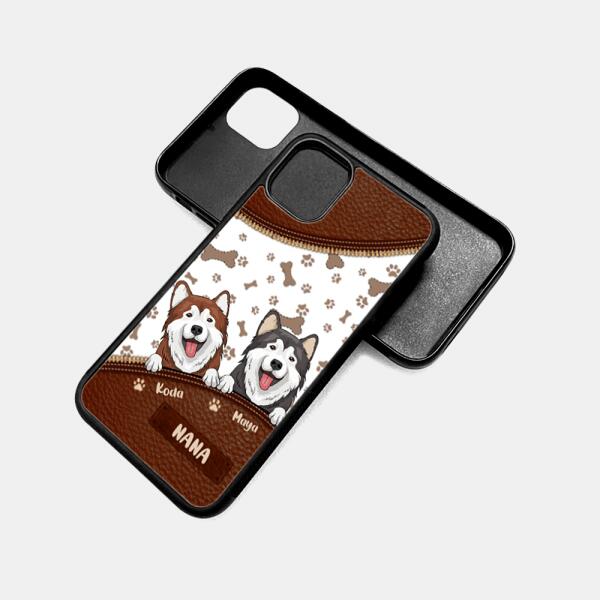 Personalized Dog&Cat Mom Pet Lover Zipper Texture Leather Phone Case