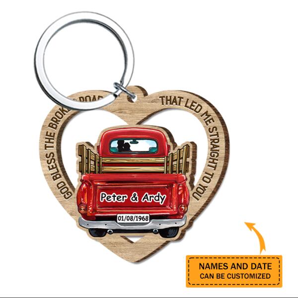 Personalized Valentine's Day Keychain Custom Name & Date
