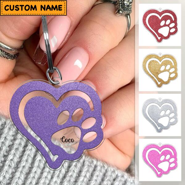 Personalized Paw And Heart Shape Acrylic Keychain