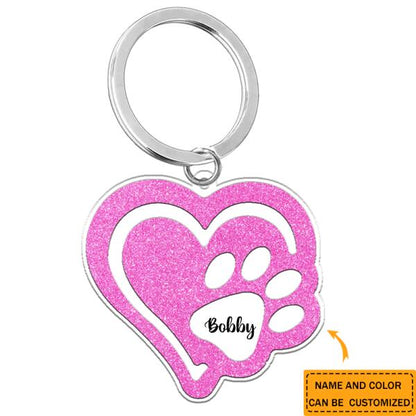 Personalized Paw And Heart Shape Acrylic Keychain