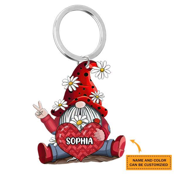 Personalized Gnomes Custom Name Wooden Keychain