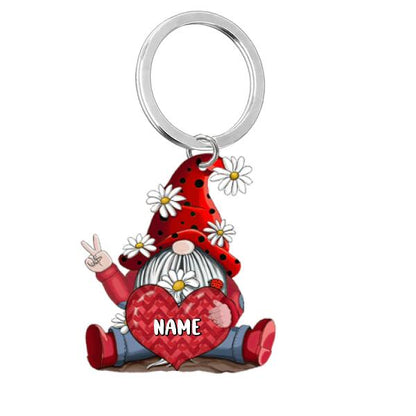 Personalized Gnomes Custom Name Wooden Keychain