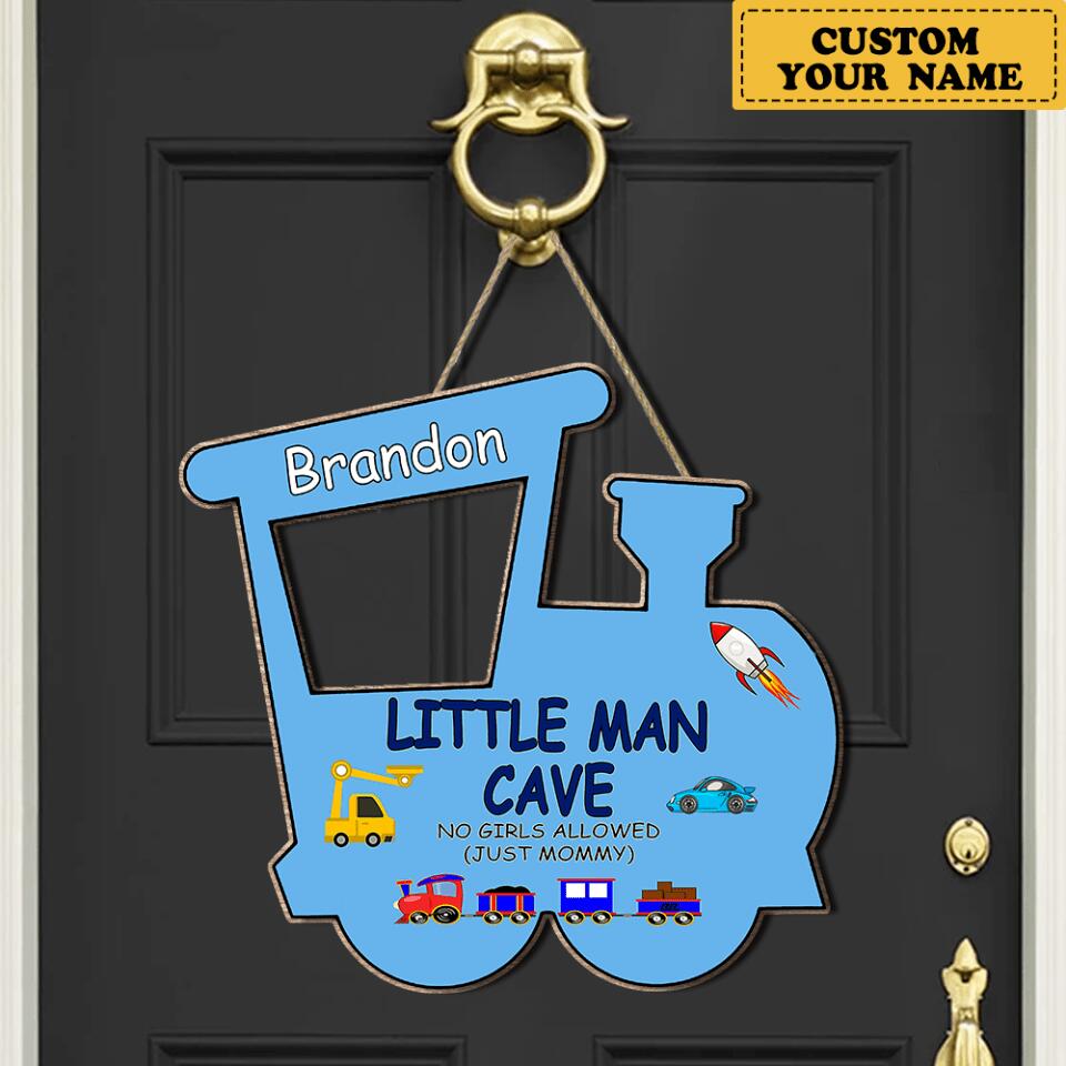 Personalized Funny Train-Shape Custom Name Wooden Door Sign