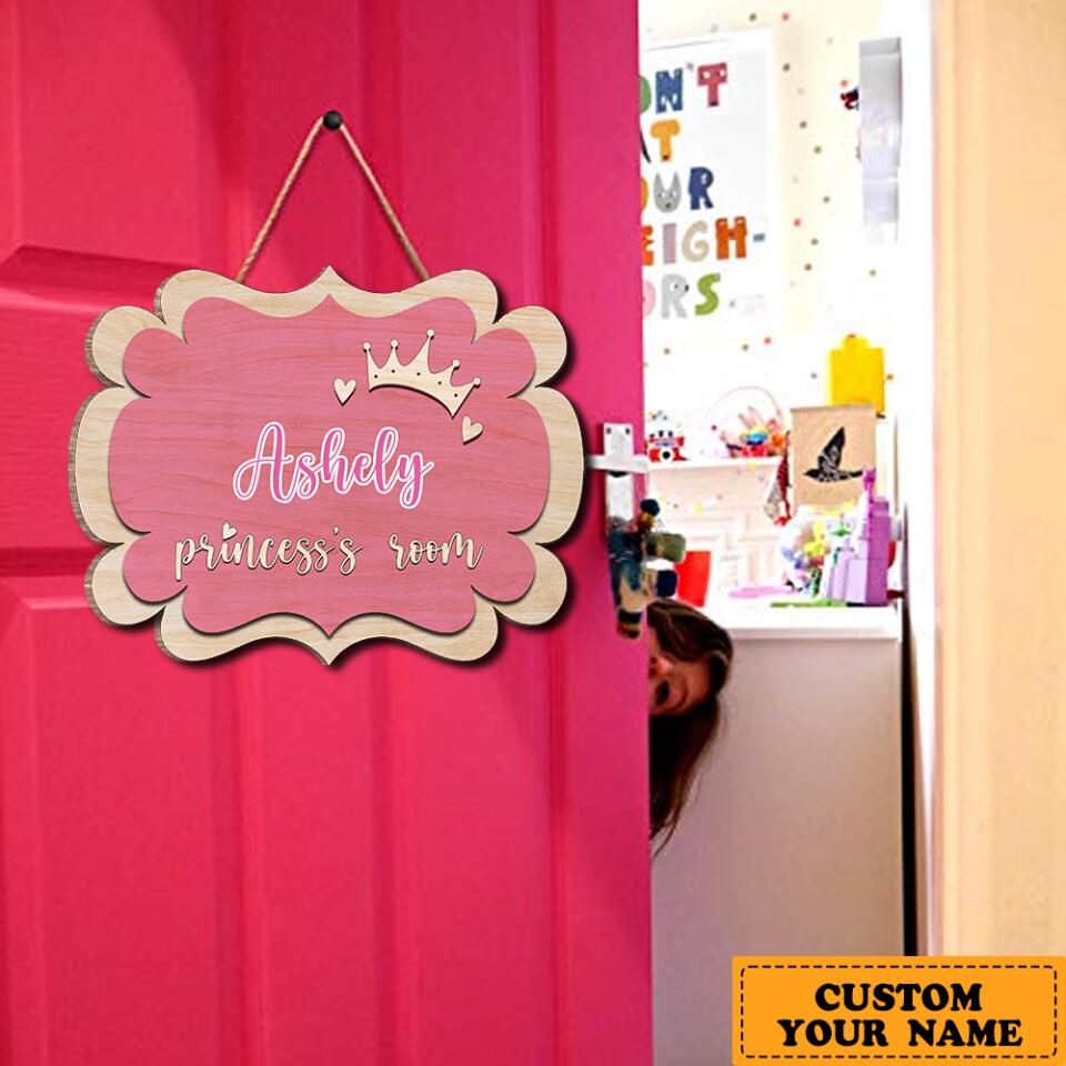 Personalized Princess's Room Custom Name Wooden Door Sign