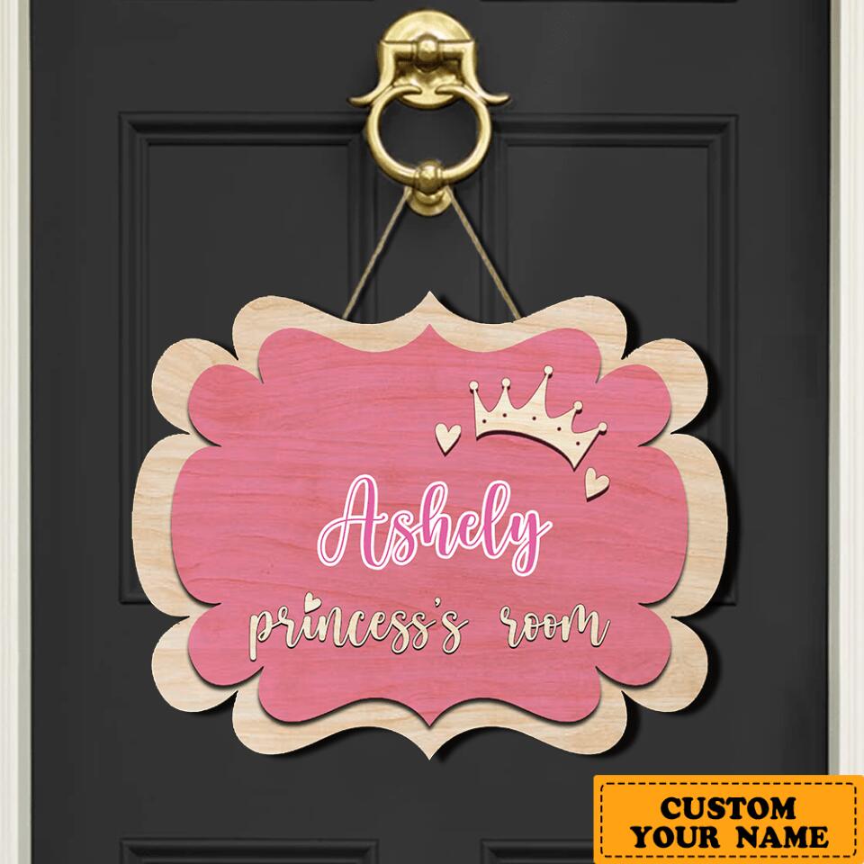 Personalized Princess's Room Custom Name Wooden Door Sign