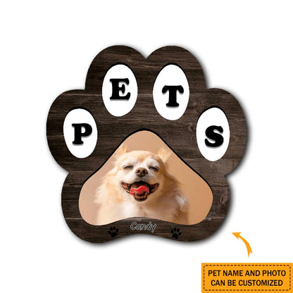 Personalized Pet Paw Shaped Wooden Photo Frame