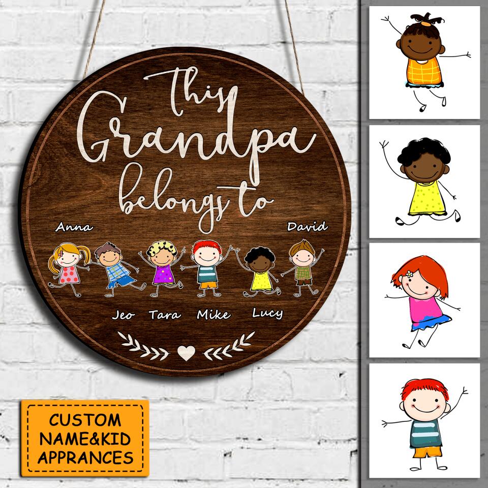 “ This Grandpa Belongs to ”- Personalized Wooden Wall Sign